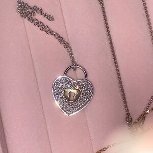 Diamonique heart lock necklace